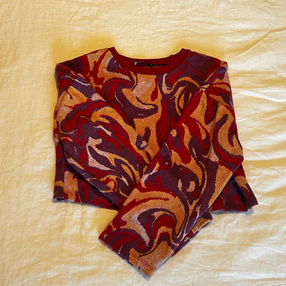 Zara Cropped Jacquard Sweater